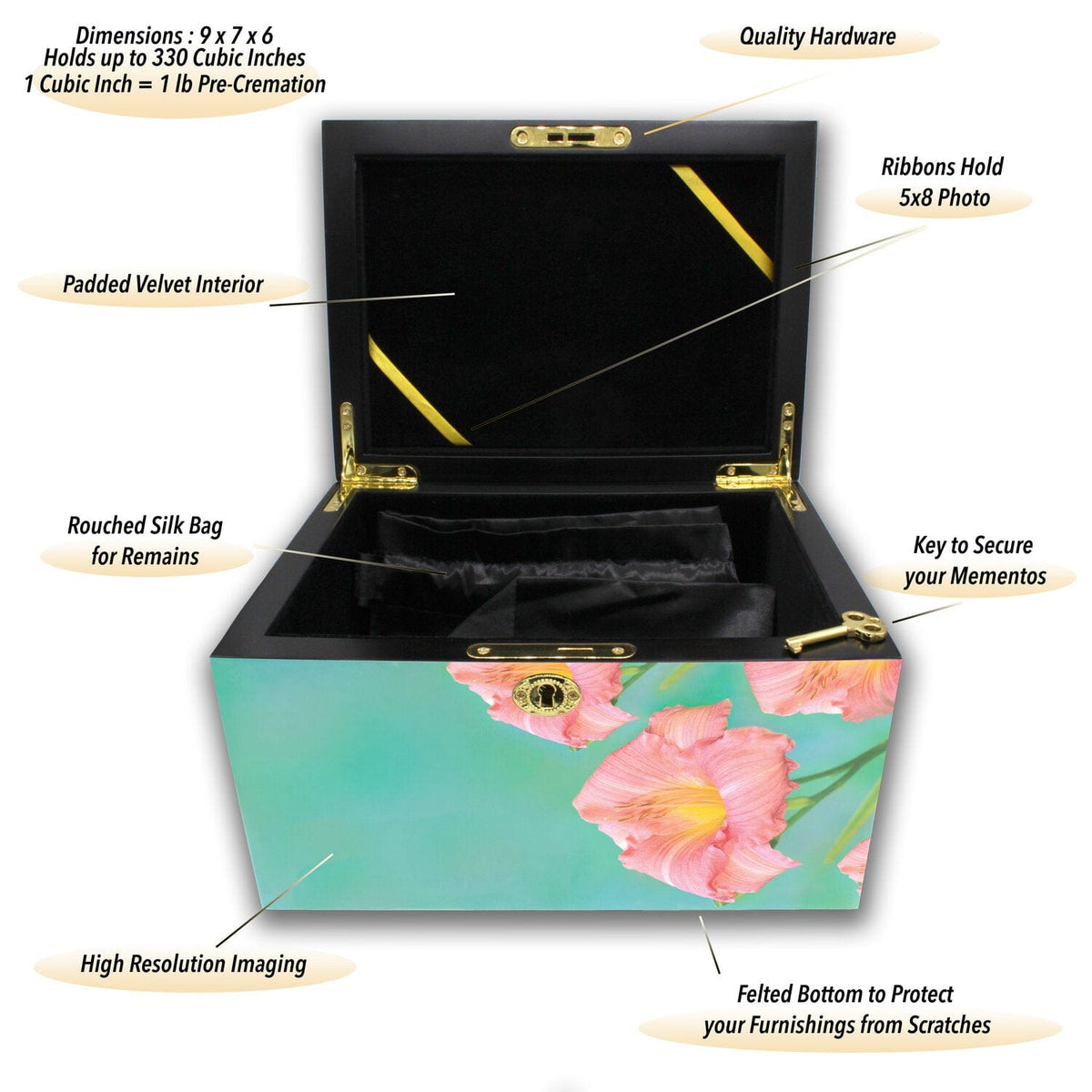 Commemorative Cremation Urns Floating Hummingbird Memorial Collection Chest Cremation Urn