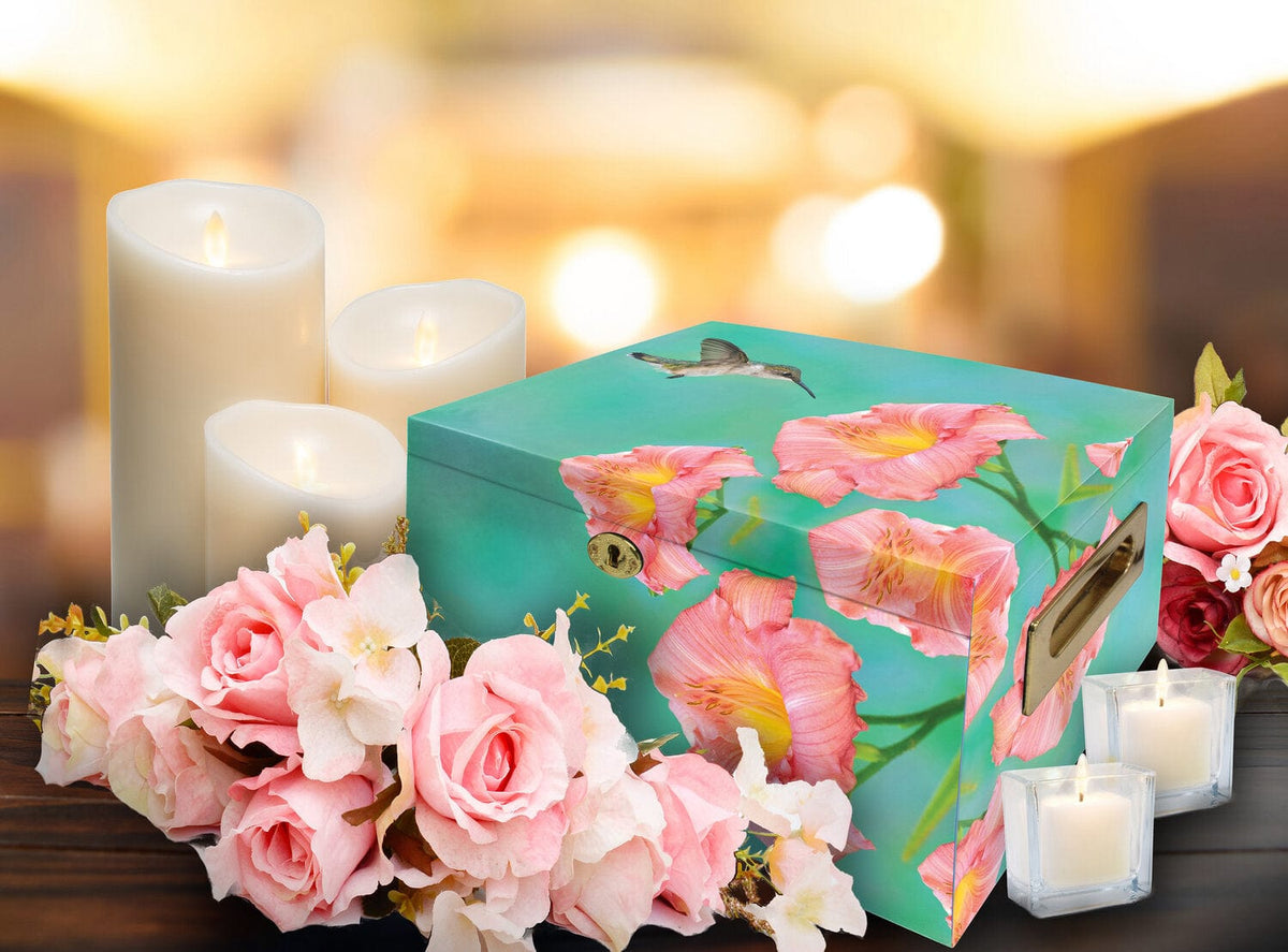 Commemorative Cremation Urns Floating Hummingbird Memorial Collection Chest Cremation Urn