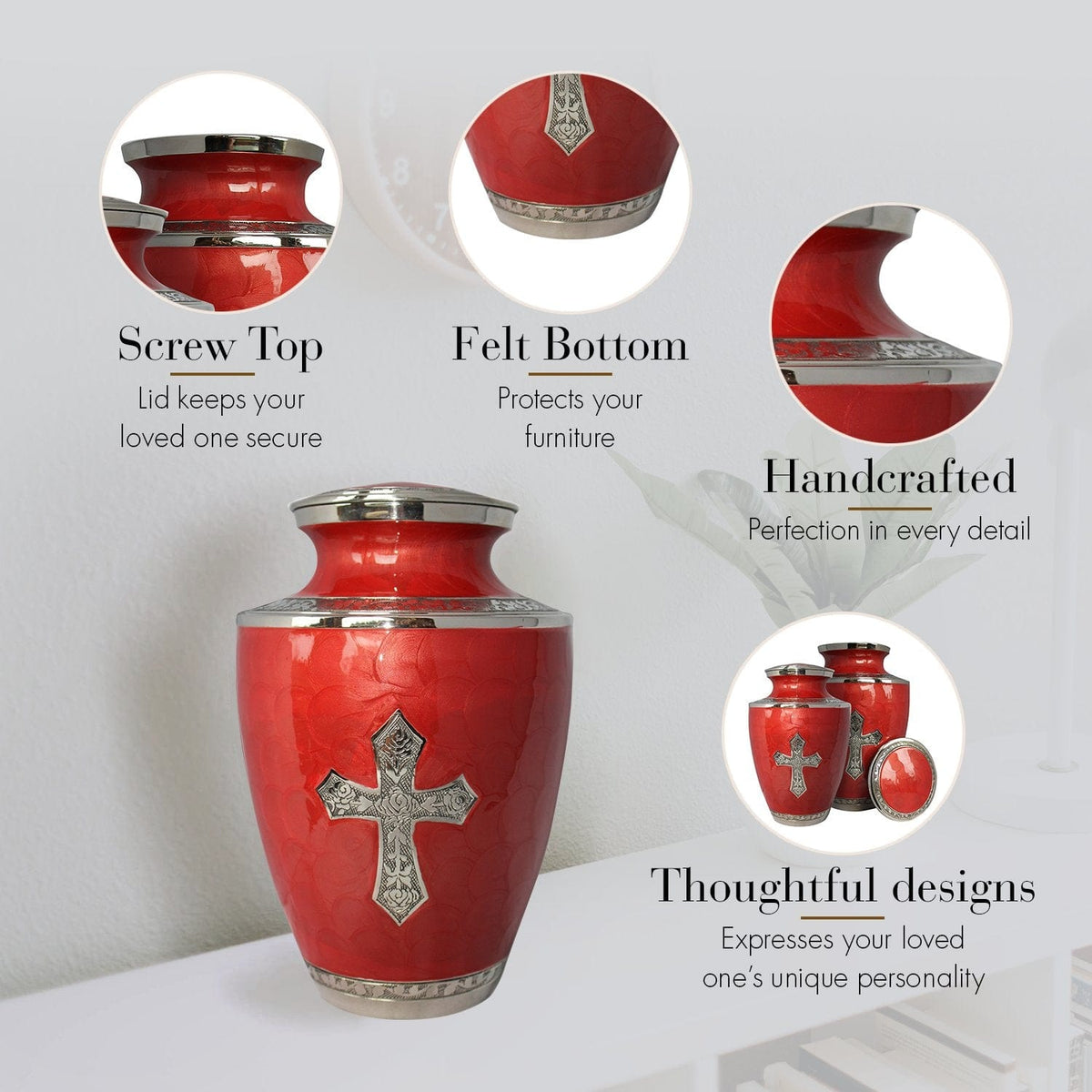 Commemorative Cremation Urns Glory to God Scarlet Red Cremation Urn