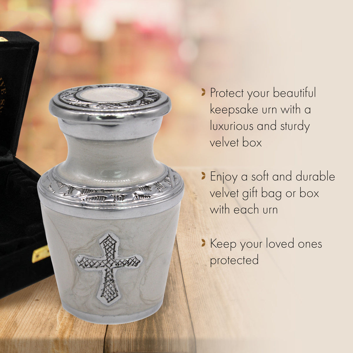 Commemorative Cremation Urns Glory to God White Cross Cremation Urn