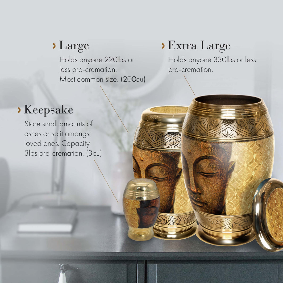 Commemorative Cremation Urns Golden Buddha Cremation Urn