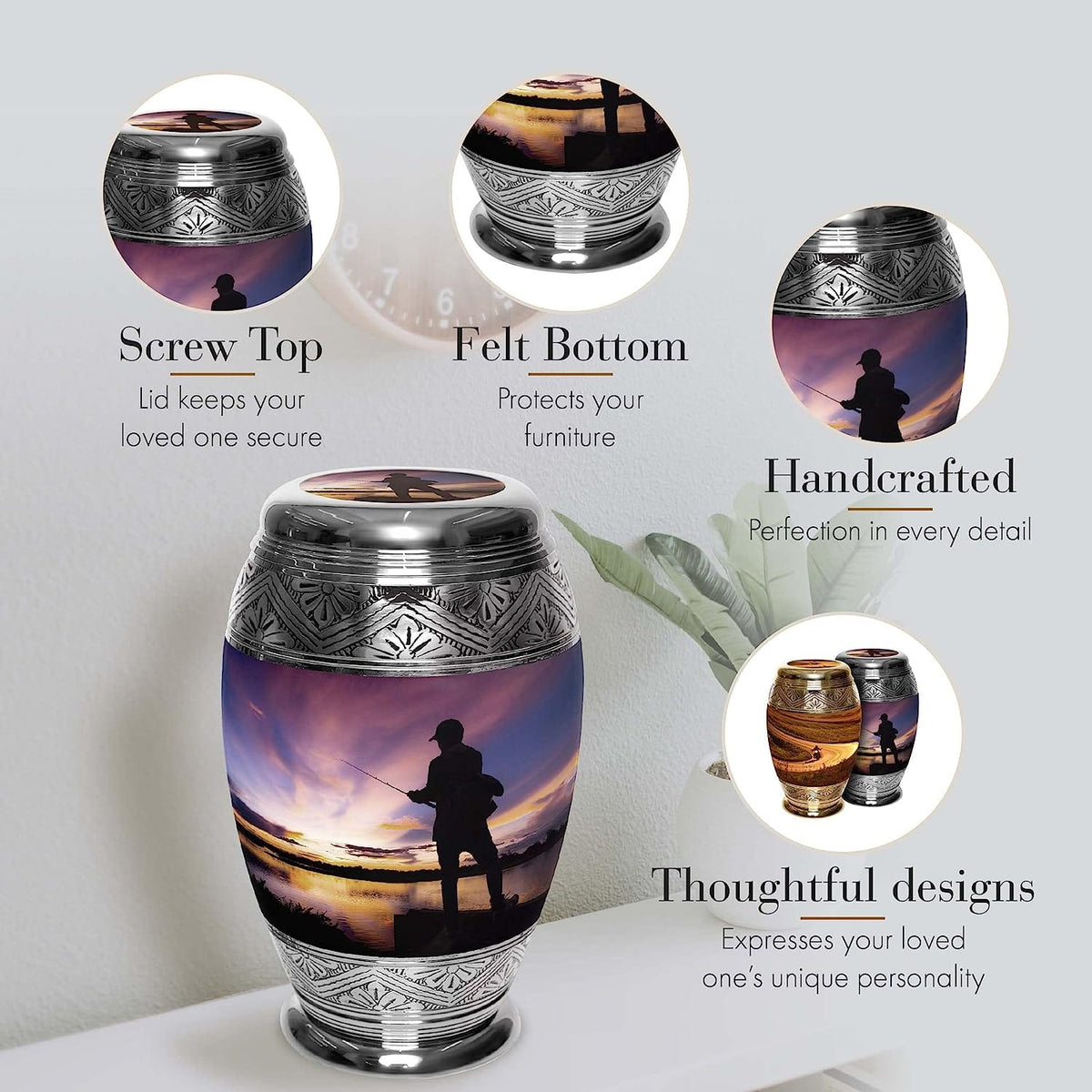 Commemorative Cremation Urns Gone Fishing Cremation Urns