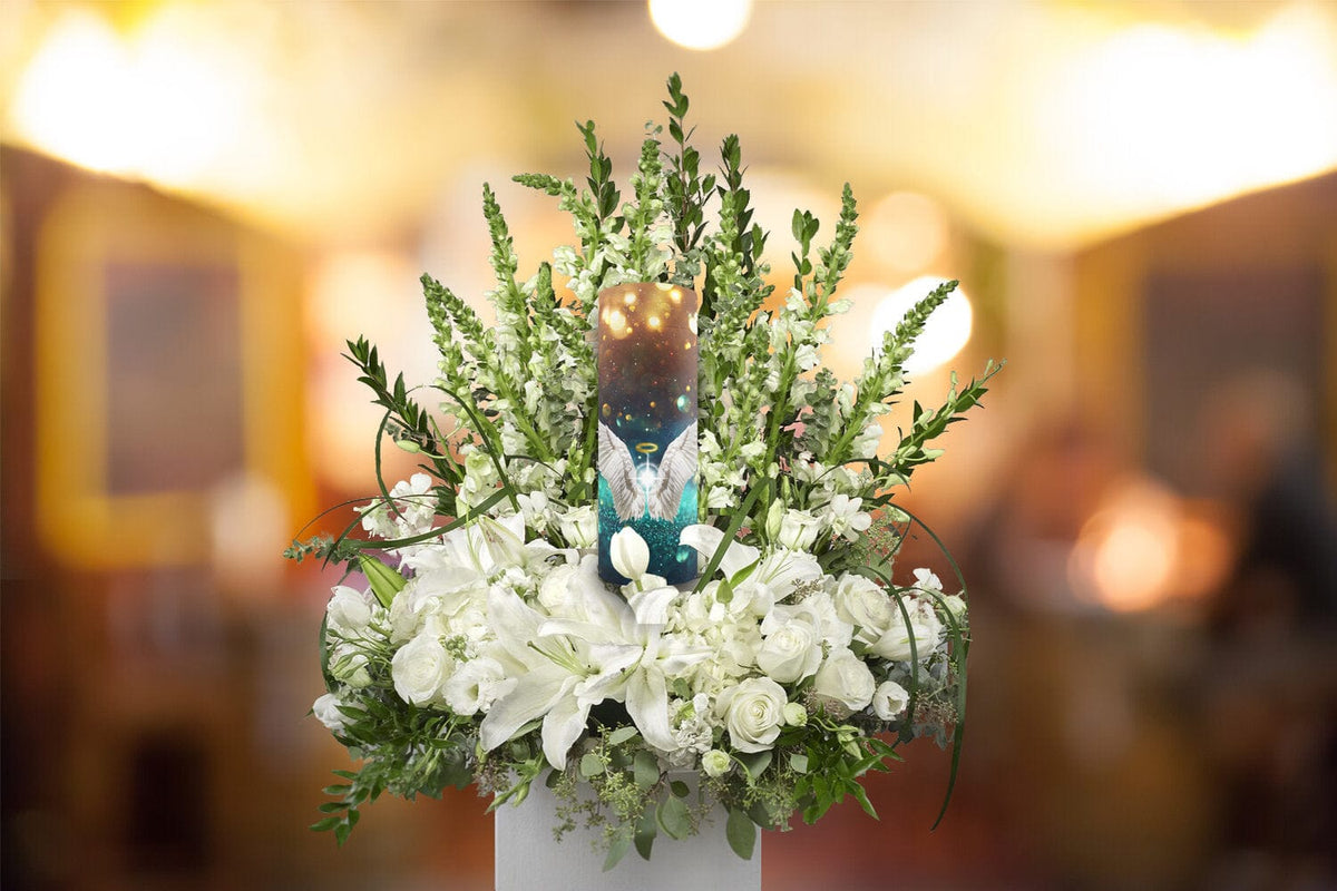 Commemorative Cremation Urns Guardian Angel (Teal) - Biodegradable & Eco Friendly Burial or Scattering Urn / Tube