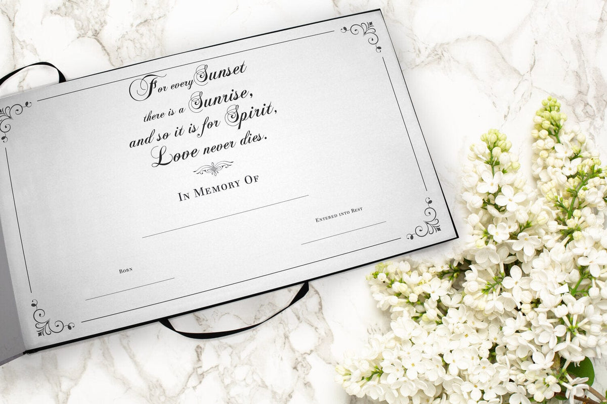 Commemorative Cremation Urns Heaven on Earth Matching Themed 'Celebration of Life' Guest Book for Funeral or Memorial Service