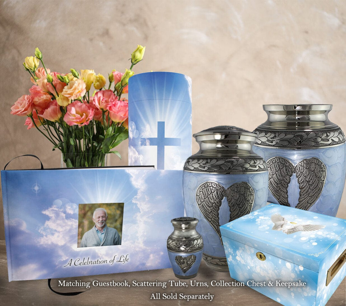 Commemorative Cremation Urns Heavenly Cross - Biodegradable & Eco Friendly Burial or Scattering Urn / Tube