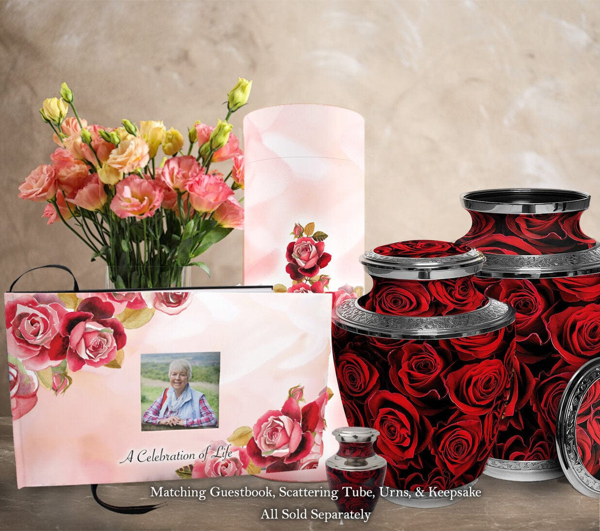 Commemorative Cremation Urns Holy Roses - Biodegradable & Eco Friendly Burial or Scattering Urn / Tube