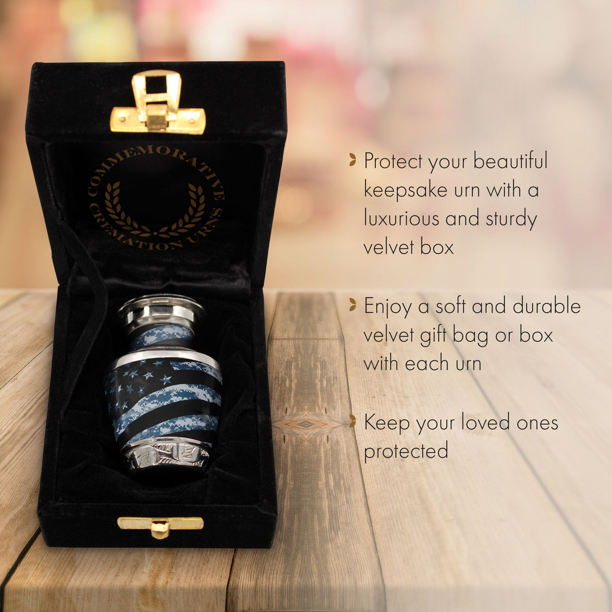 Commemorative Cremation Urns Home & Garden 1 Keepsake Blue Camouflage Flag Military Cremation Urn