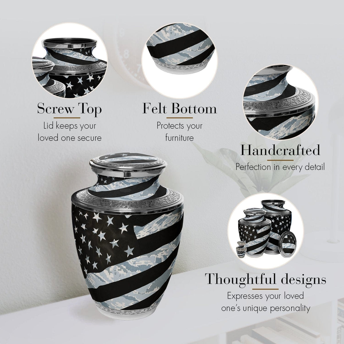 Commemorative Cremation Urns Home & Garden Air Force Tiger Stripe Flag Military Cremation Urn