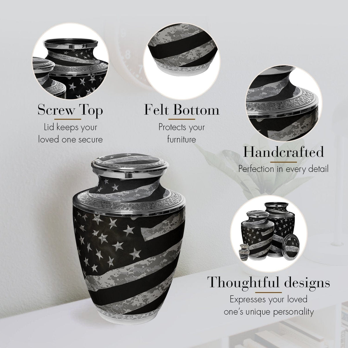 Commemorative Cremation Urns Home & Garden Army UCP Flag Military Cremation Urn