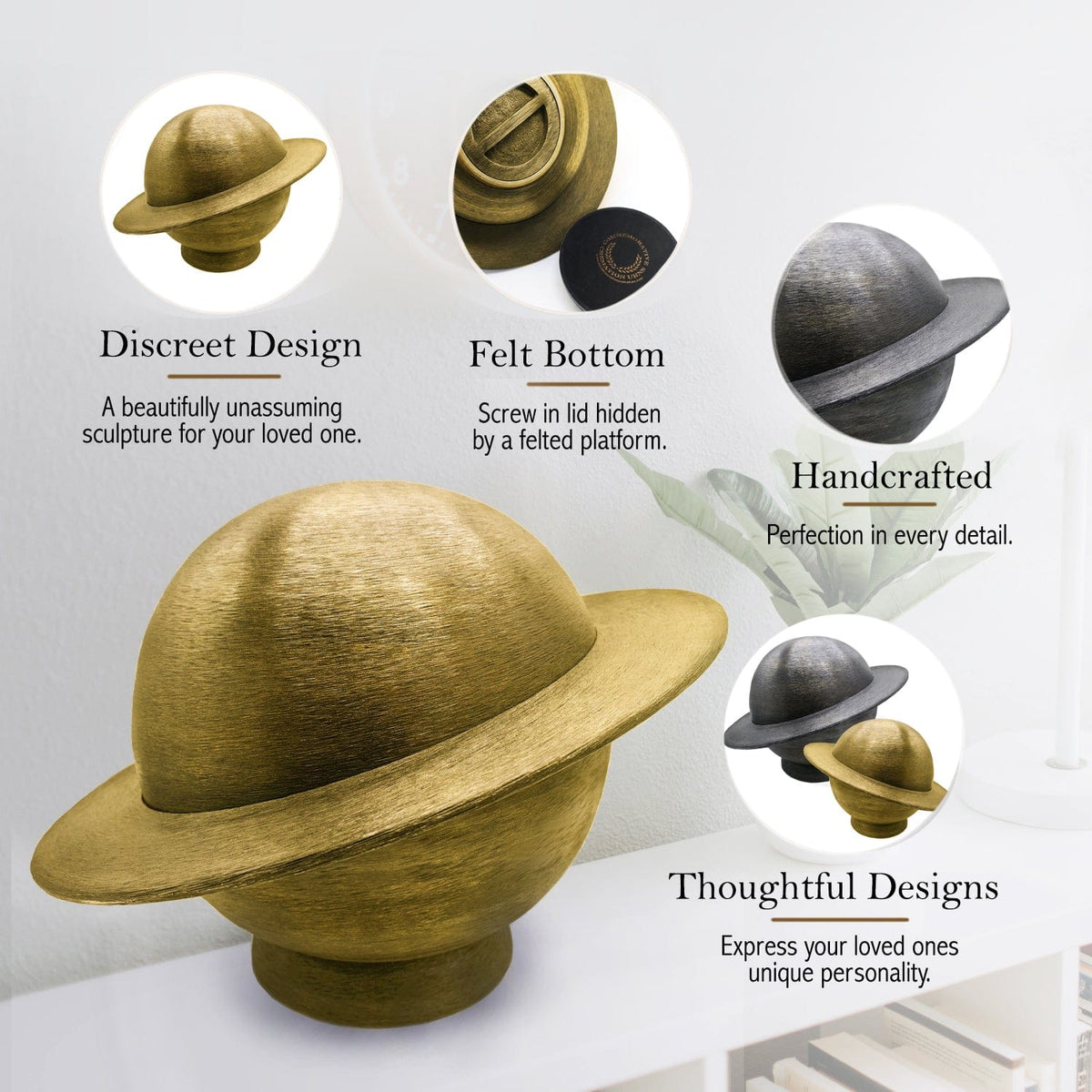Commemorative Cremation Urns Home & Garden Atomic Gold 'My World' Planet Cremation Urns - Patent Pending