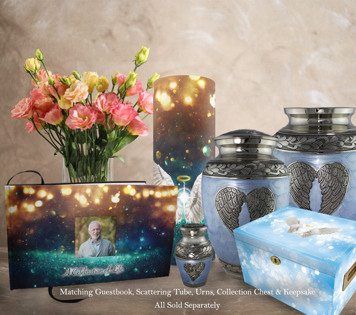 Commemorative Cremation Urns Home & Garden Baby Blue Loving Angel Wings Cremation Urn