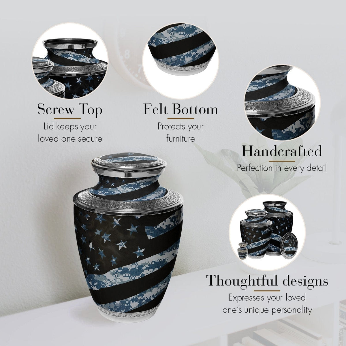 Commemorative Cremation Urns Home & Garden Blue Camouflage Flag Military Cremation Urn
