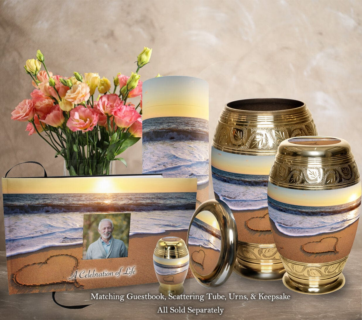 Commemorative Cremation Urns Home & Garden Endless Summer Matching Themed 'Celebration of Life' Guest Book for Funeral or Memorial Service