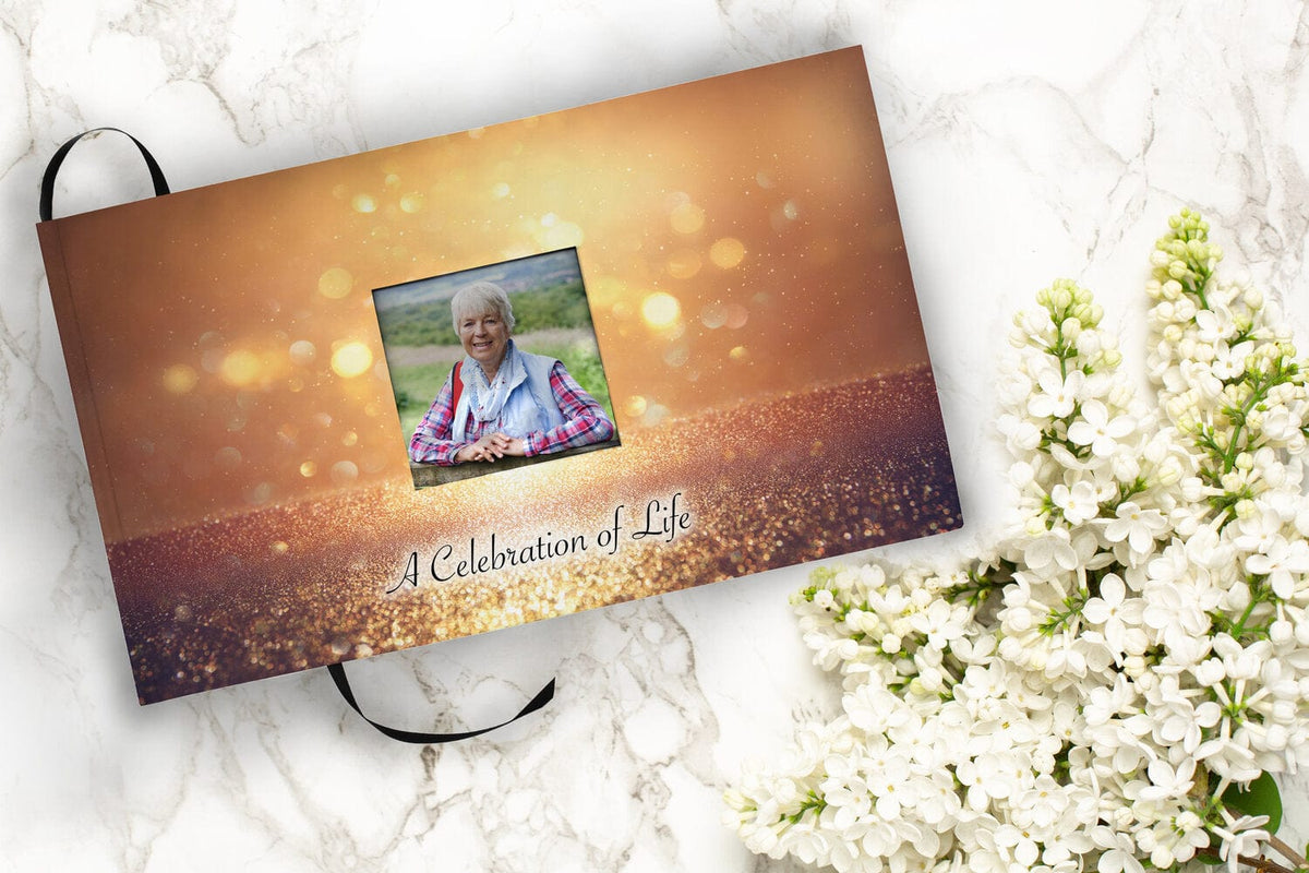 Commemorative Cremation Urns Home & Garden Guardian Angel (Gold) Matching Themed 'Celebration of Life' Guest Book for Funeral or Memorial Service