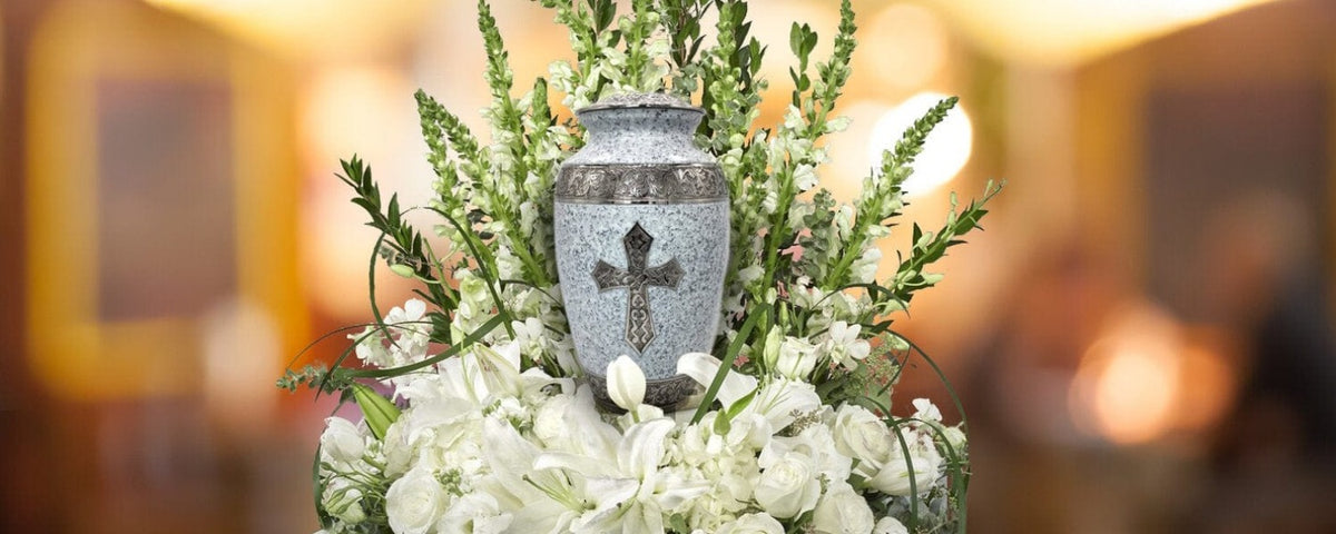 Commemorative Cremation Urns Home & Garden Love of Christ Speckled White Cremation Urn