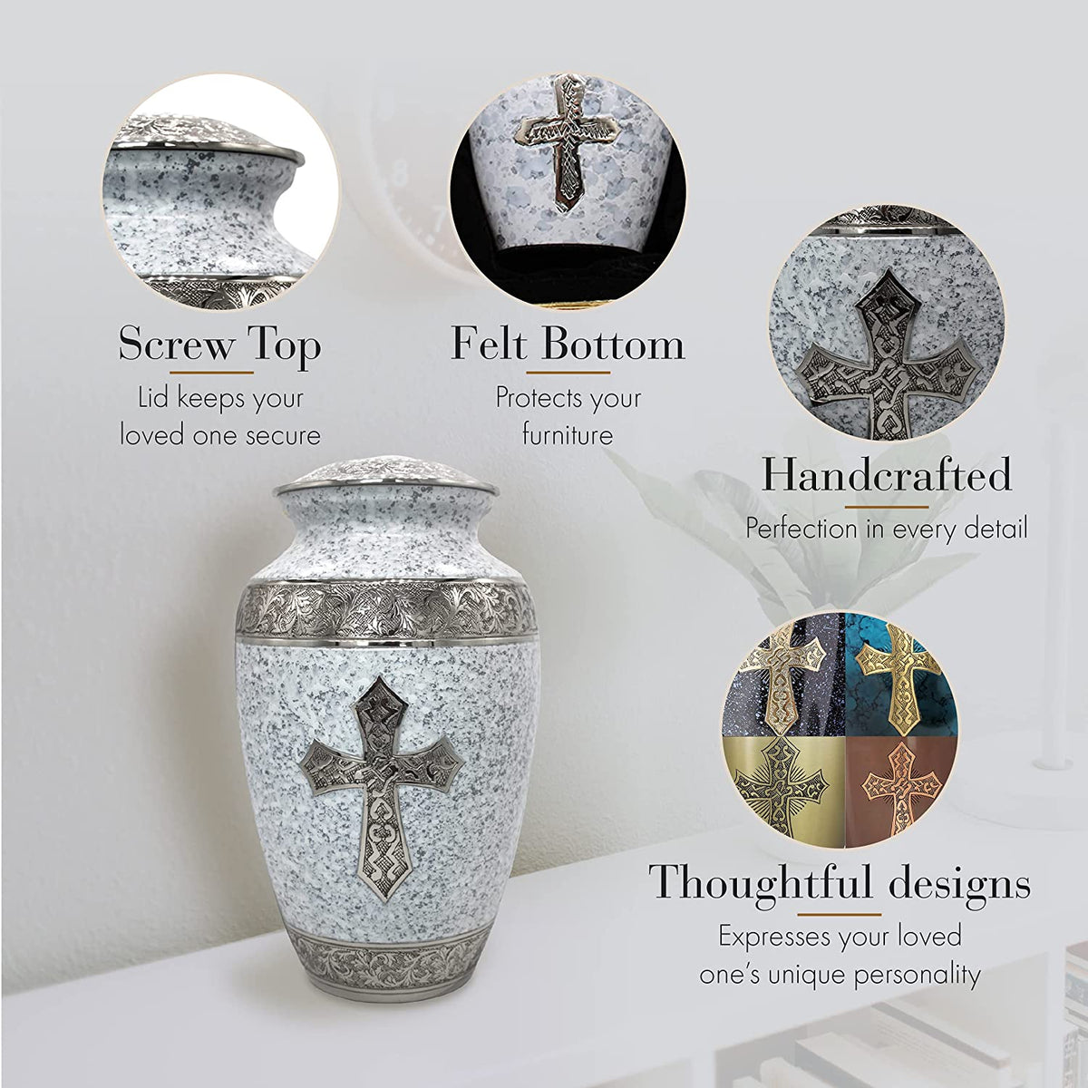 Commemorative Cremation Urns Home & Garden Love of Christ Speckled White Cremation Urn
