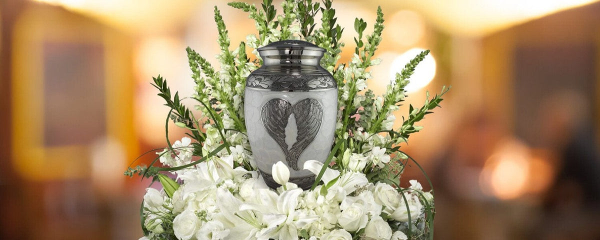 Commemorative Cremation Urns Home & Garden Loving Angel Wings - White Cremation Urn