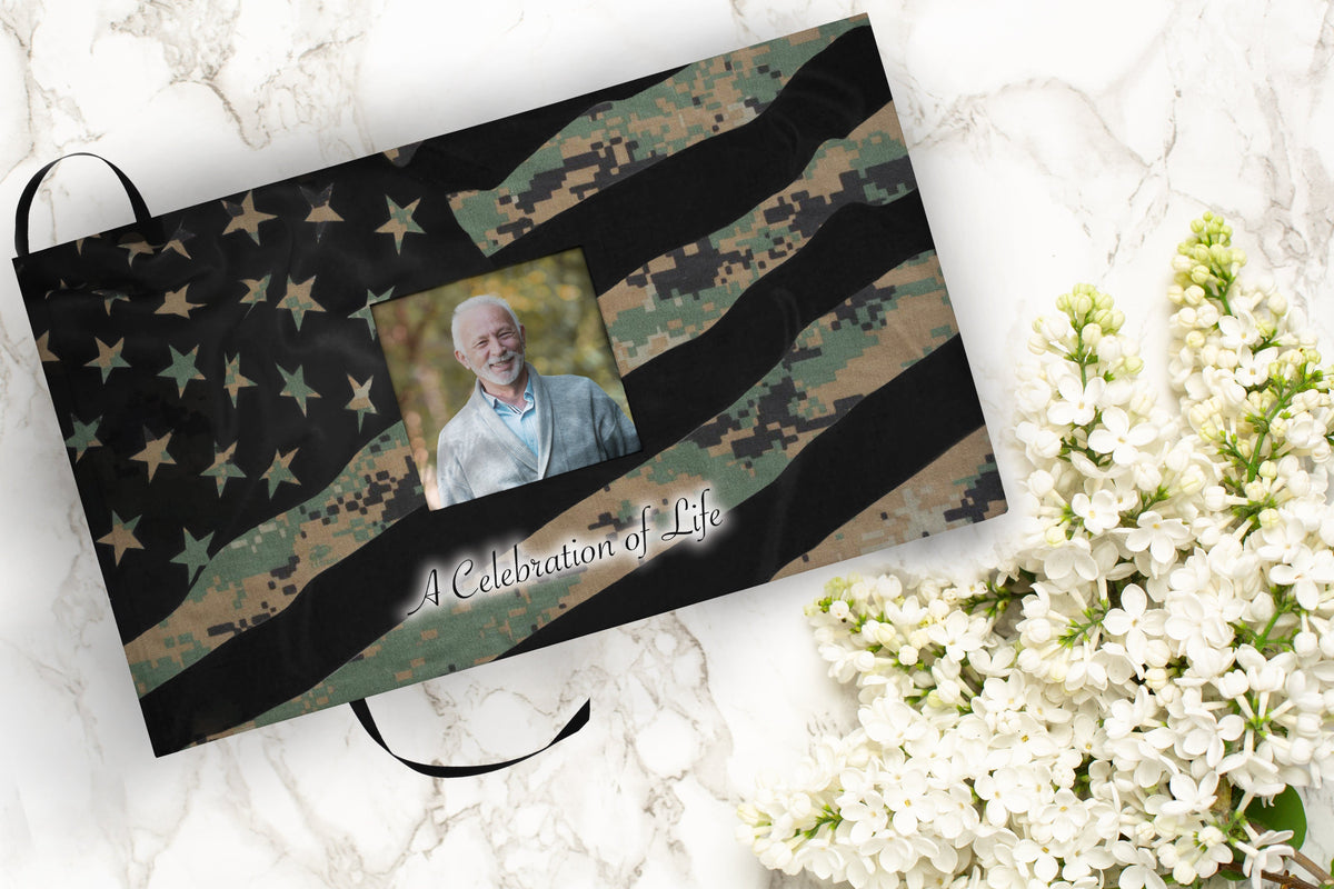 Commemorative Cremation Urns Home & Garden Matching Funeral Guest Book Marine Woodland Flag Military Cremation Urn