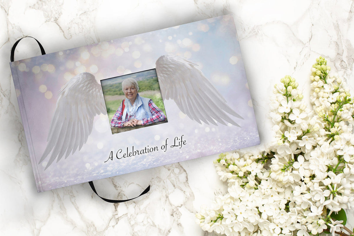 Commemorative Cremation Urns Home & Garden Matching Guestbook Loving Angel Wings - White Cremation Urn