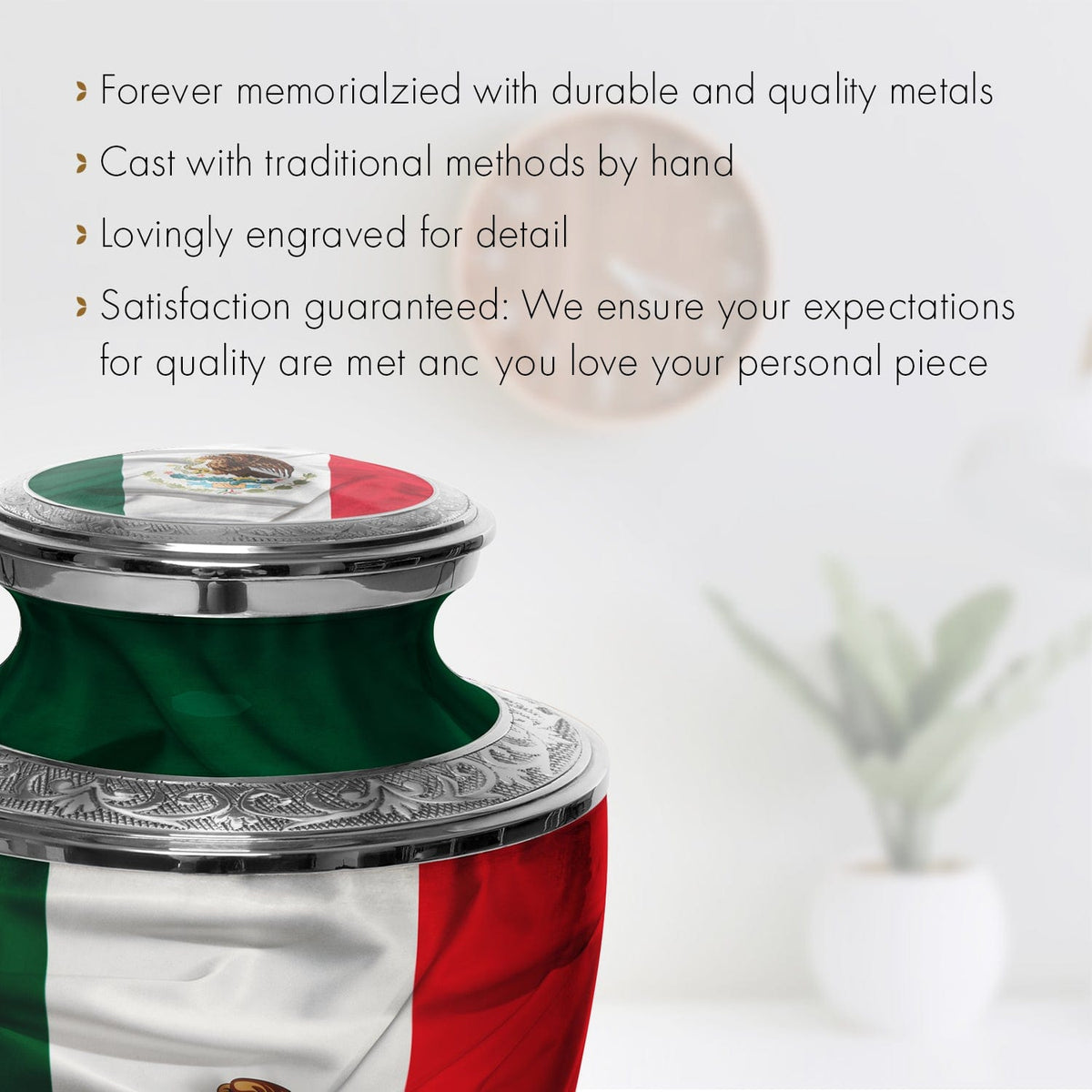 Commemorative Cremation Urns Home & Garden Mexican Flag Cremation Urn