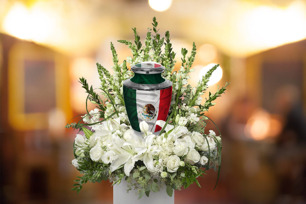 Commemorative Cremation Urns Home & Garden Mexican Flag Cremation Urn