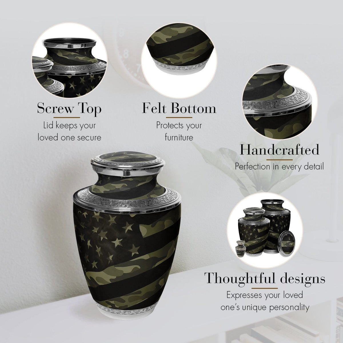 Commemorative Cremation Urns Home & Garden Traditional Camouflage Flag Military Cremation Urn