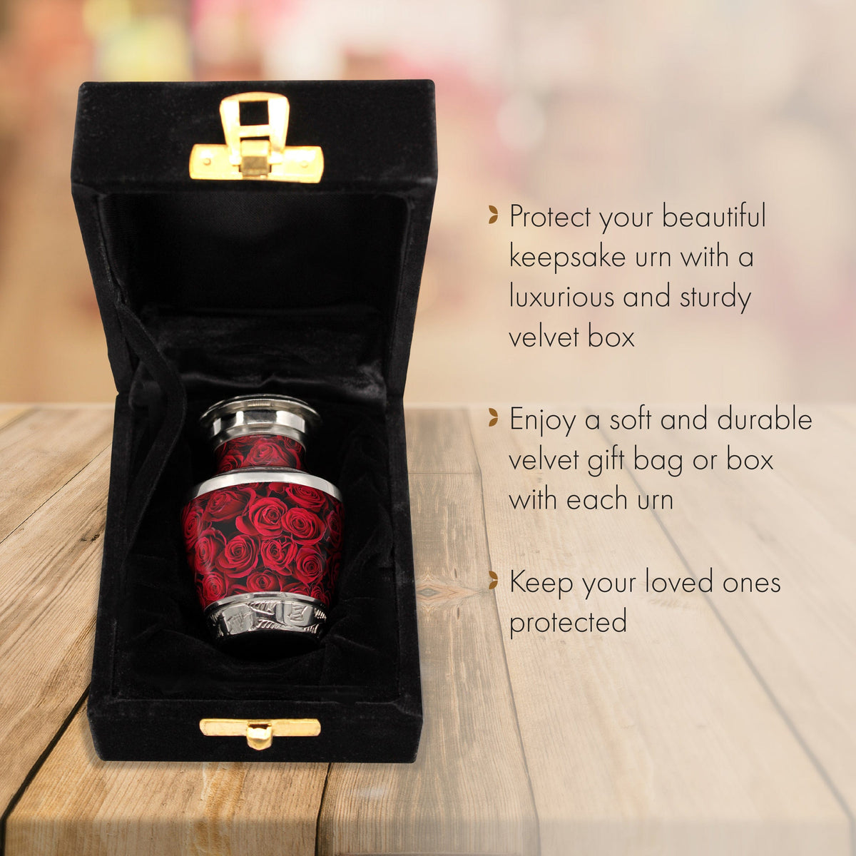 Commemorative Cremation Urns Keepsake Set of 4 Crimson Rose Cremation Urn