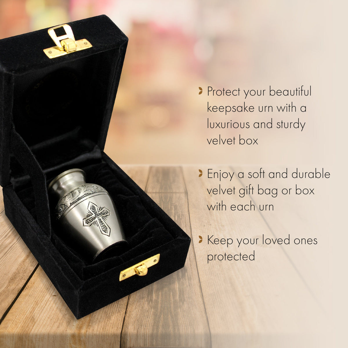 Commemorative Cremation Urns Keepsake Set of 4 Love of Christ Silver Cremation Urn