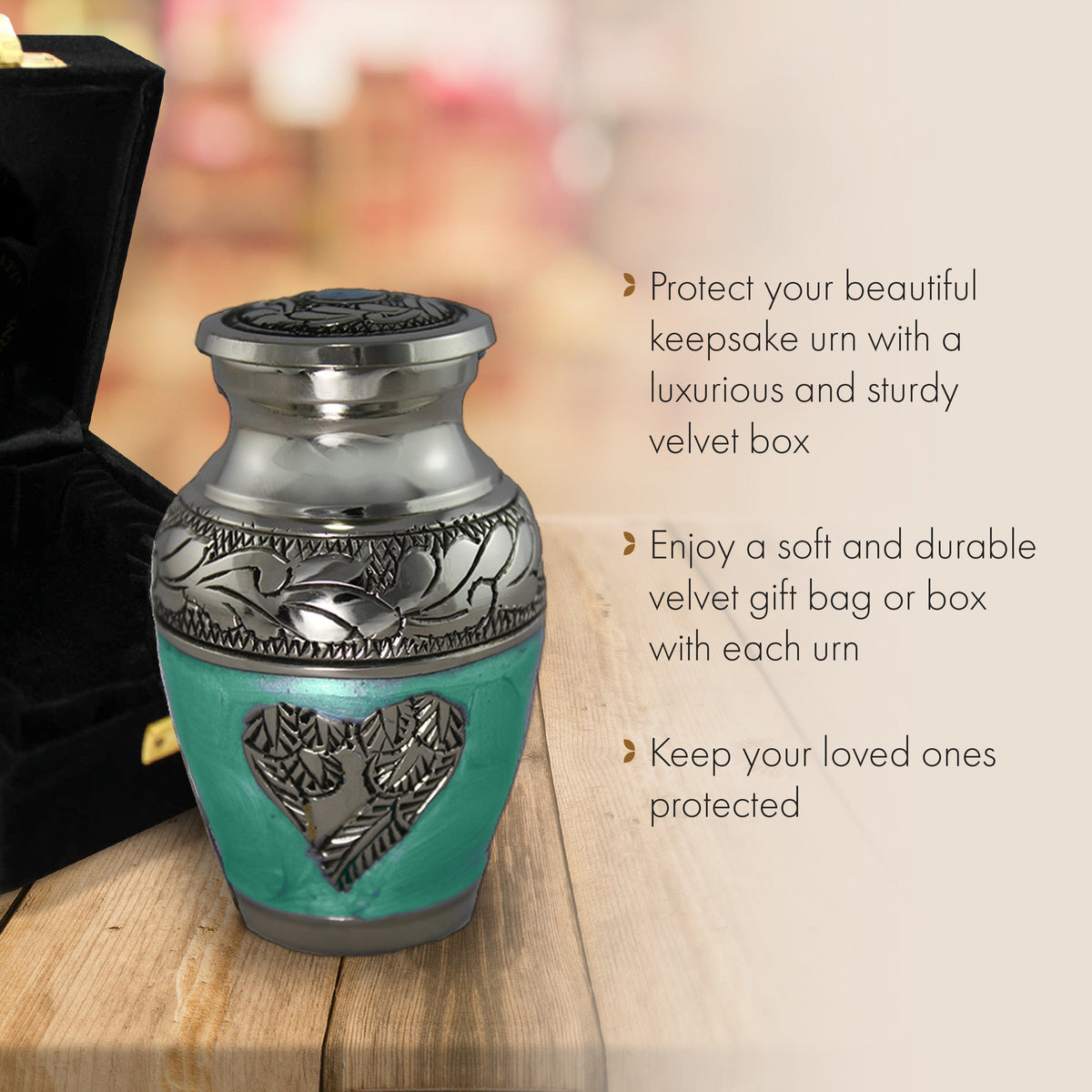 Commemorative Cremation Urns Keepsake Set of 4 Mint Loving Angel Wings Cremation Urn