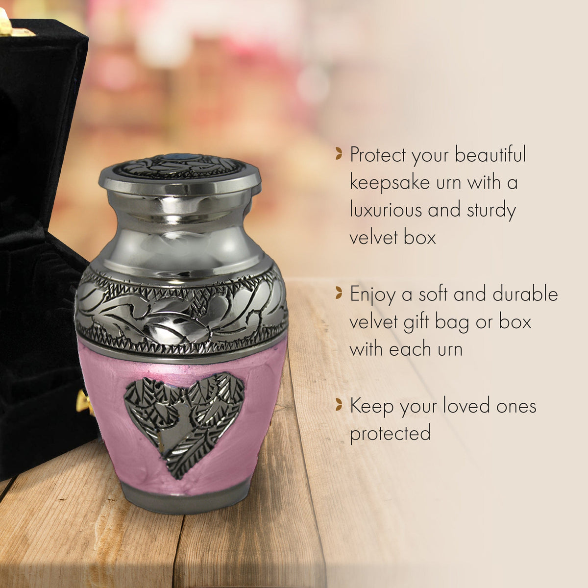 Commemorative Cremation Urns Keepsake Set of 4 Soft Pink Loving Angel Wings Cremation Urn