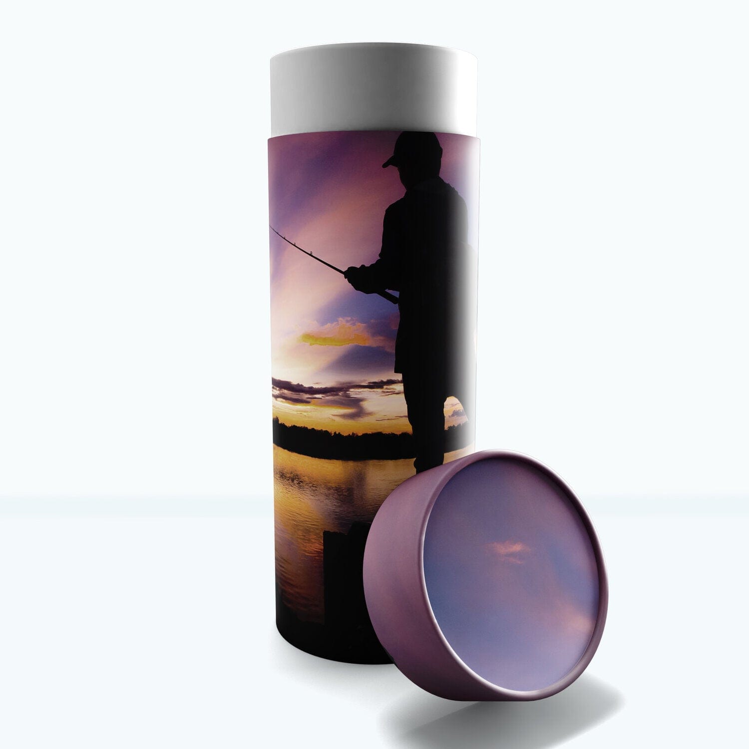 Commemorative Cremation Urns Large Gone Fishing Biodegradable & Eco Friendly Burial or Scattering Urn / Tube