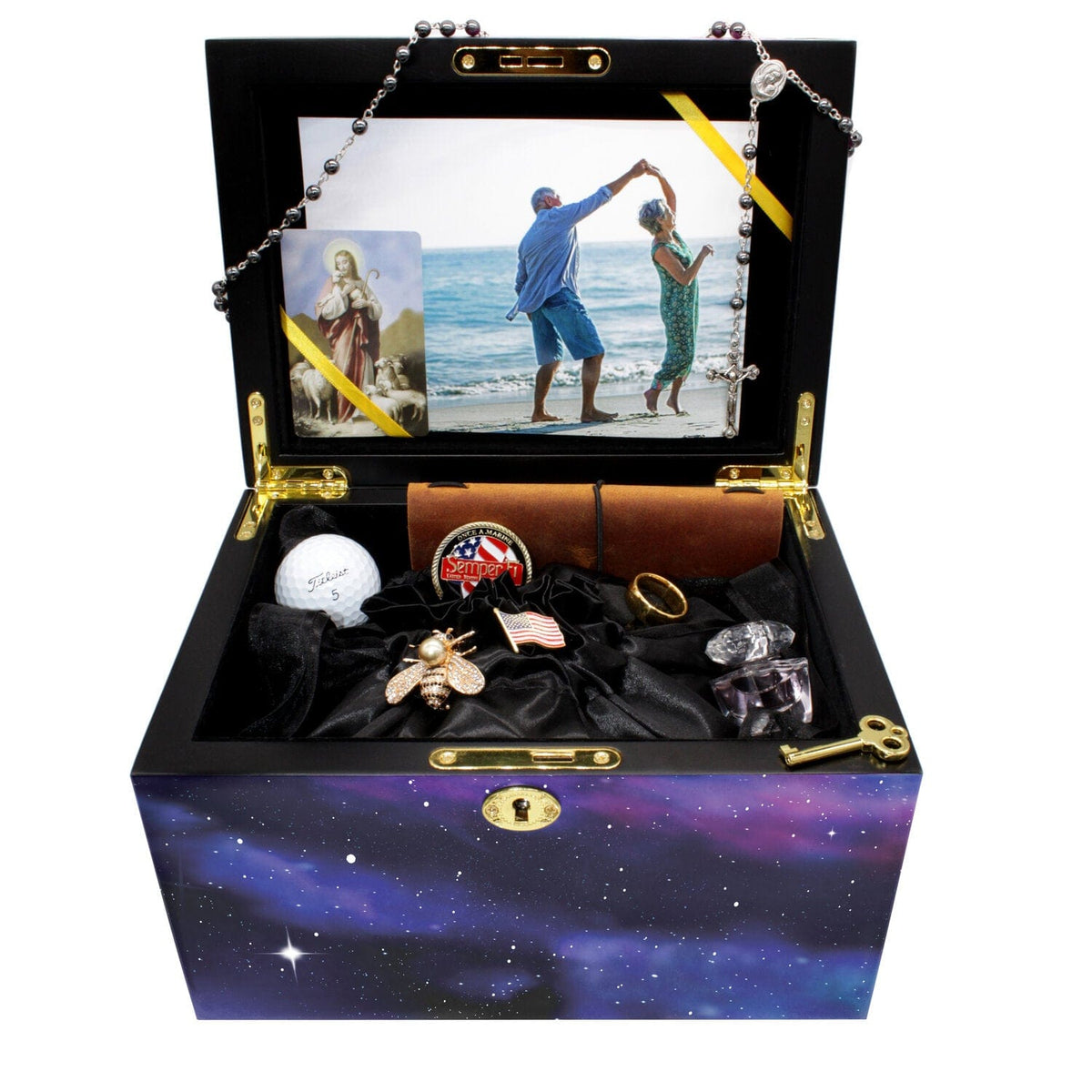 Commemorative Cremation Urns Limited Edition Crystal Galaxy with Genuine Amethyst and Quartz Memorial Collection Chest Cremation Urn