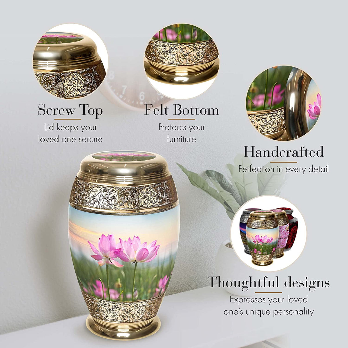 Commemorative Cremation Urns Lotus Tranquility Cremation Urn