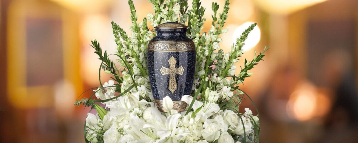 Commemorative Cremation Urns Love of Christ Black Cremation Urn