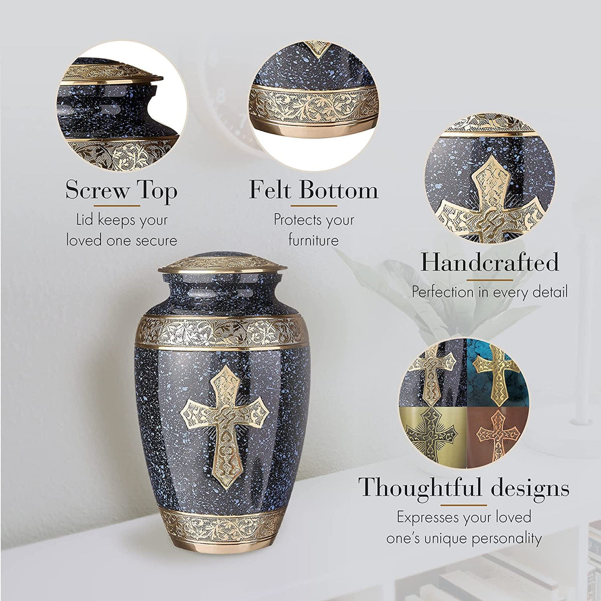 Commemorative Cremation Urns Love of Christ Black Cremation Urn
