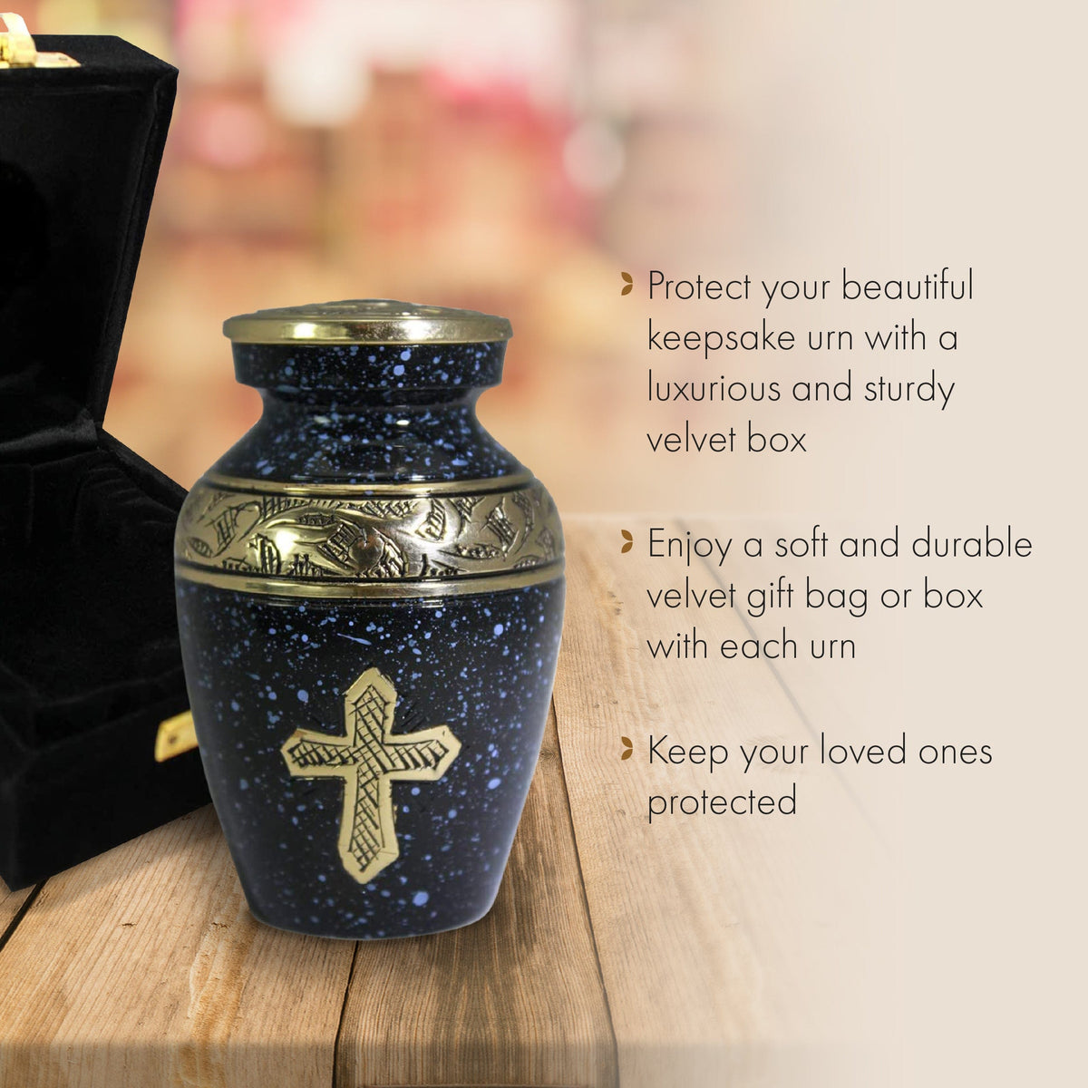 Commemorative Cremation Urns Love of Christ Black Cremation Urn