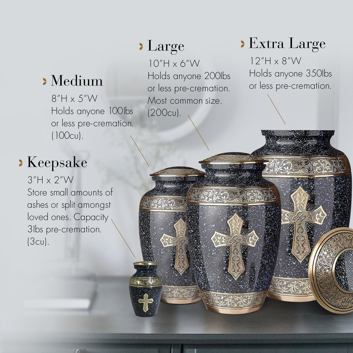 Commemorative Cremation Urns Love of Christ Black Cremation Urn