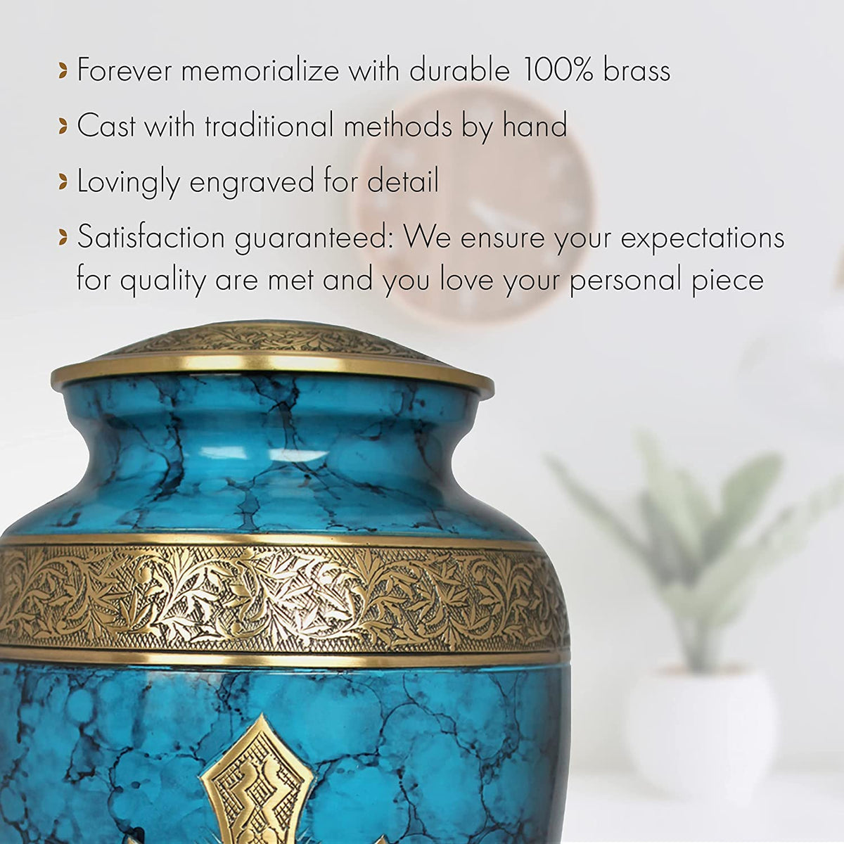 Commemorative Cremation Urns Love of Christ Mediterranean Blue Cremation Urn
