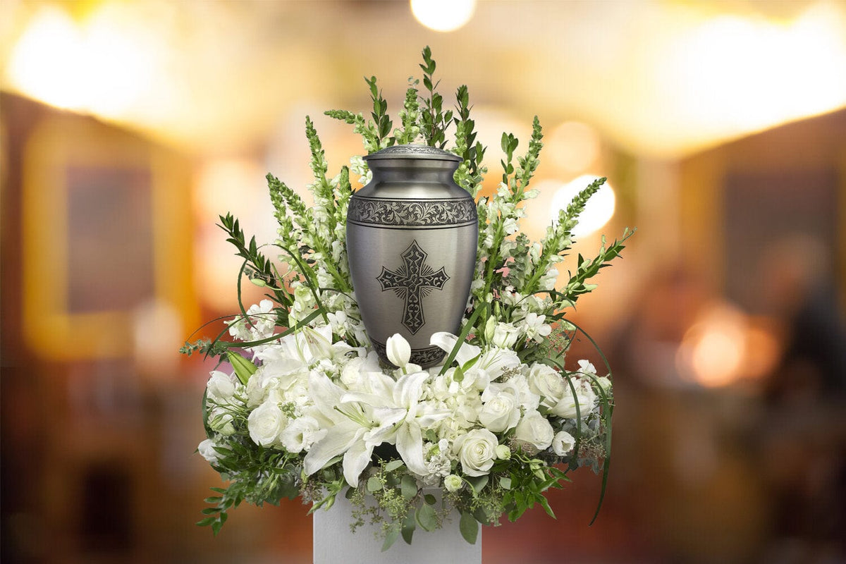 Commemorative Cremation Urns Love of Christ Silver Cremation Urn