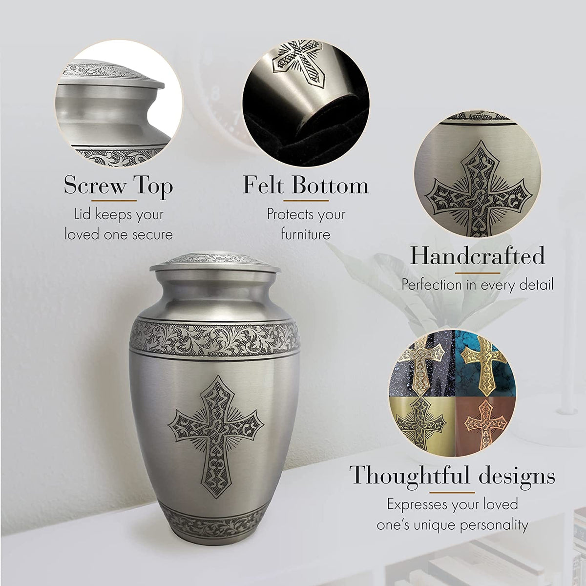 Commemorative Cremation Urns Love of Christ Silver Cremation Urn