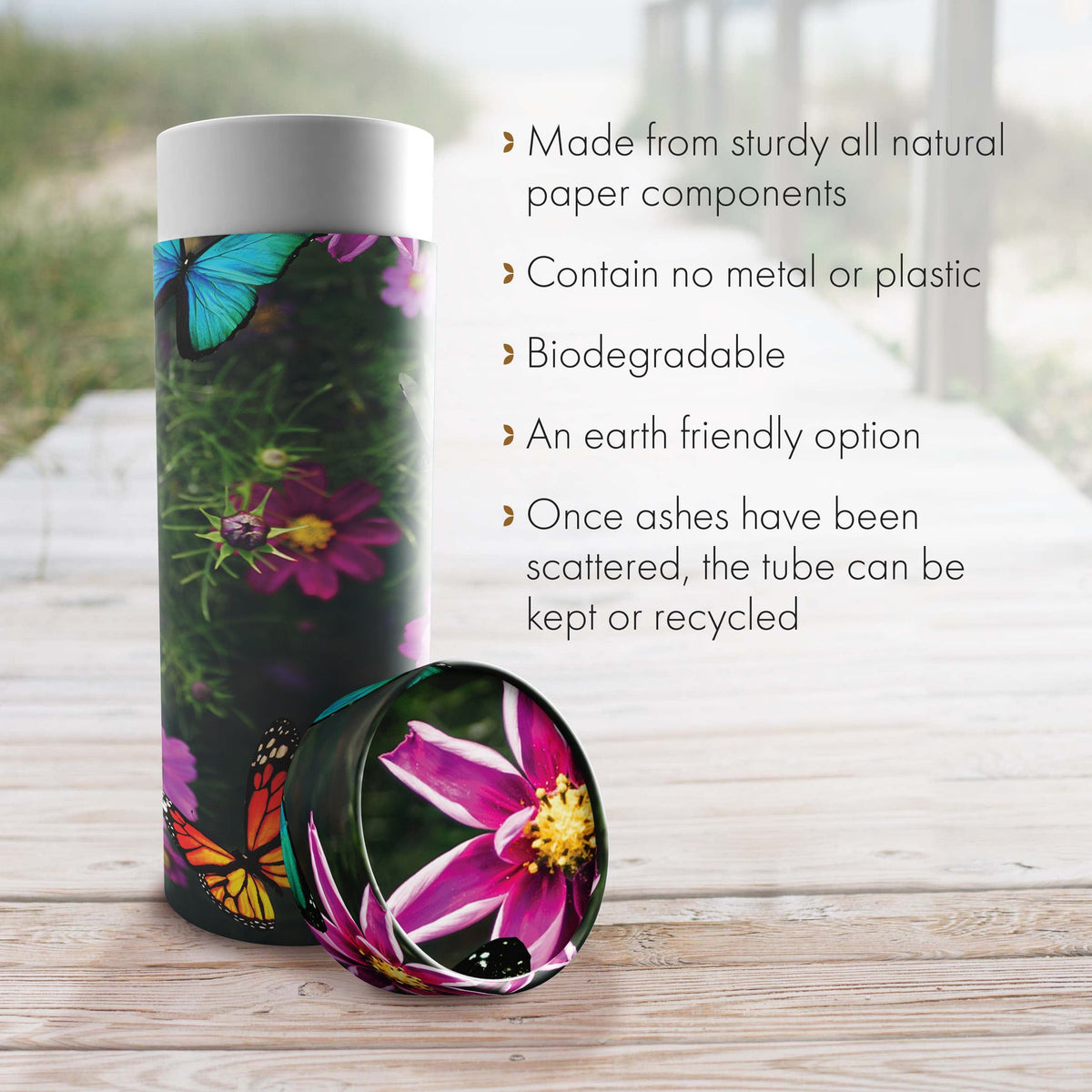 Commemorative Cremation Urns Magical Garden - Biodegradable & Eco Friendly Burial or Scattering Urn / Tube