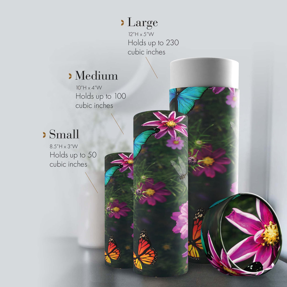 Commemorative Cremation Urns Magical Garden - Biodegradable & Eco Friendly Burial or Scattering Urn / Tube