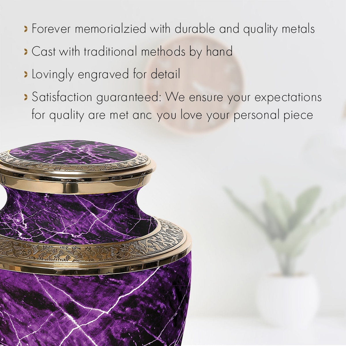 Commemorative Cremation Urns Marble Elegance Purple Cremation Urn