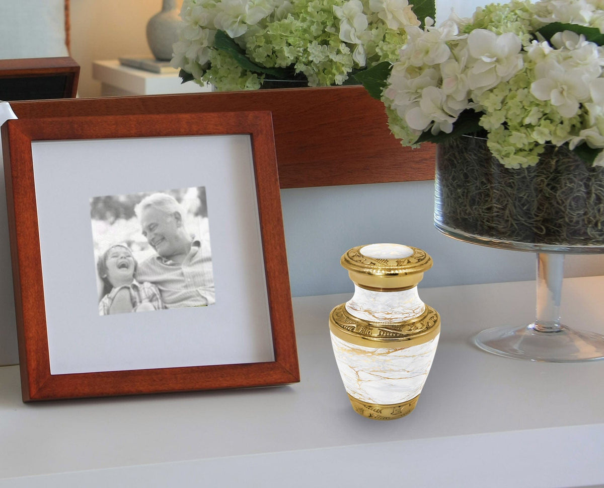 Commemorative Cremation Urns Marble Elegance White Cremation Urn