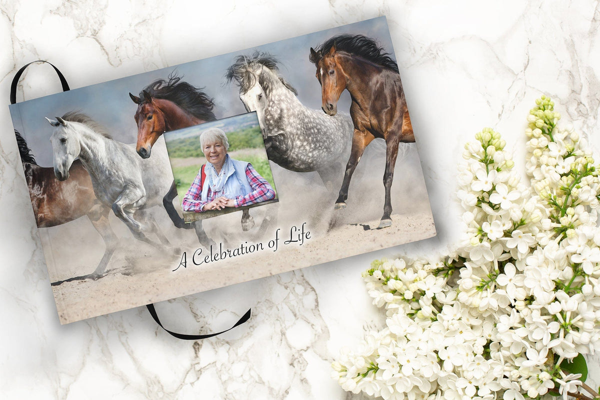 Commemorative Cremation Urns Matching Guestbook Wild Horses Biodegradable & Eco Friendly Burial or Scattering Urn / Tube