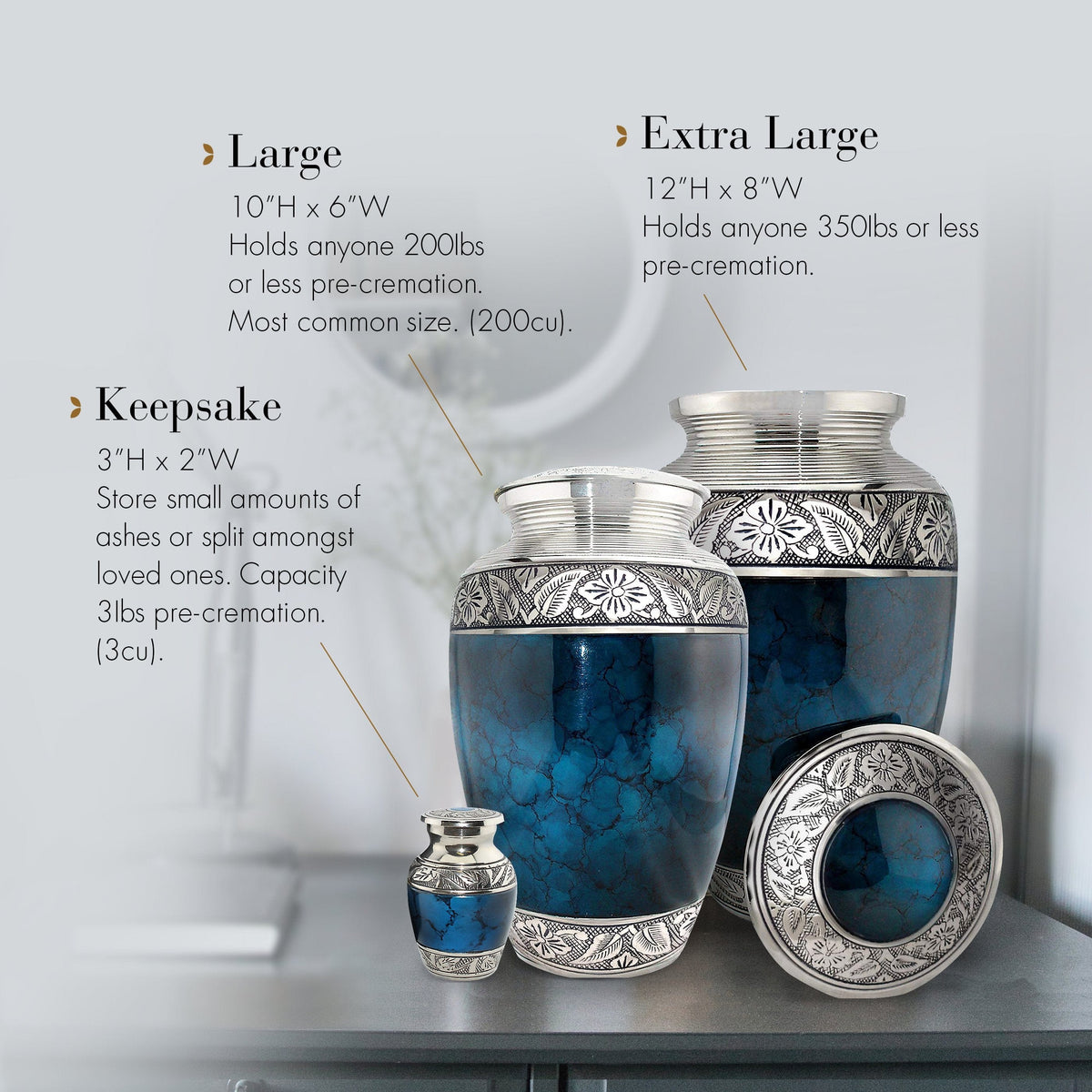 Commemorative Cremation Urns Moonstone Blue Cremation Urn