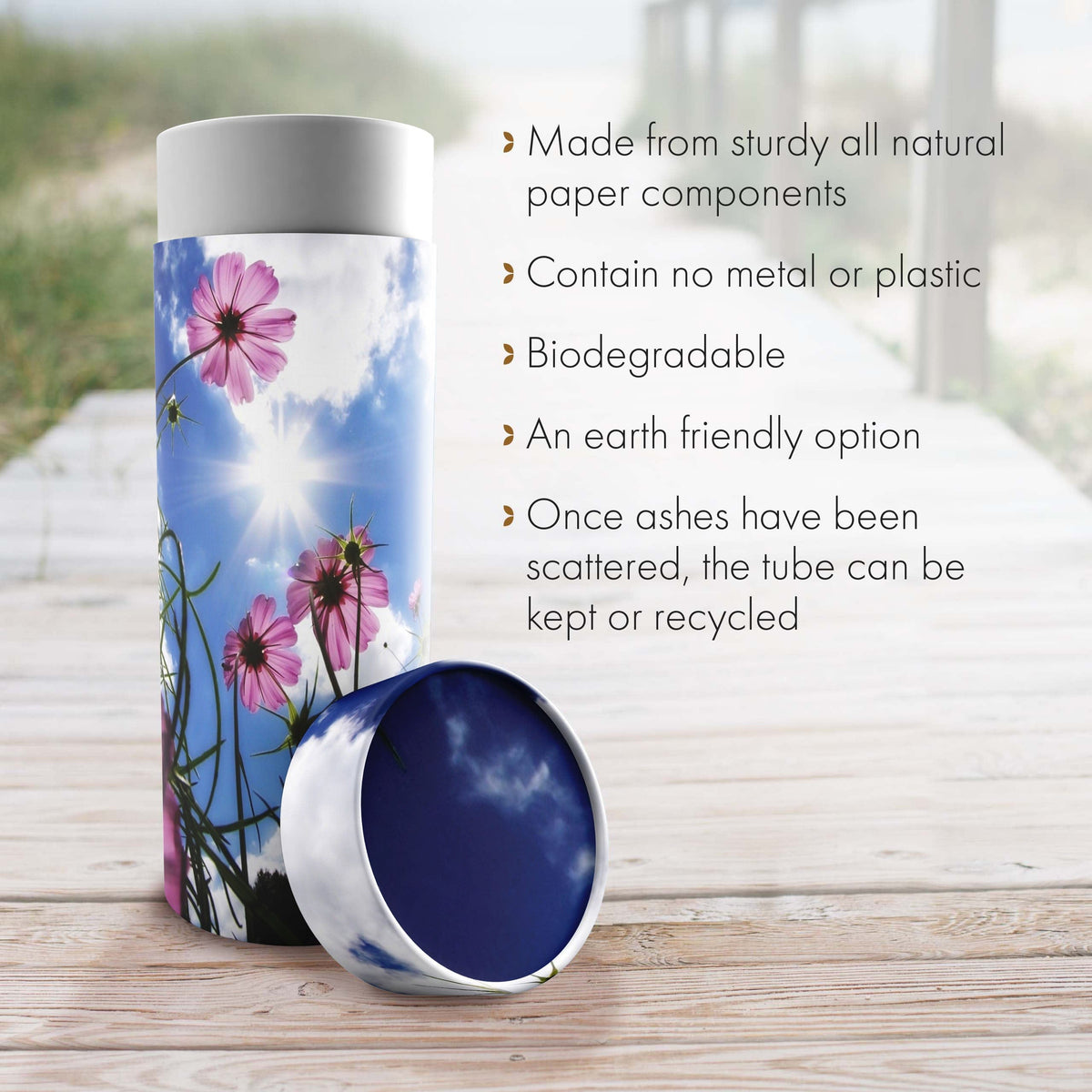 Commemorative Cremation Urns Morning Glories - Biodegradable & Eco Friendly Burial or Scattering Urn / Tube