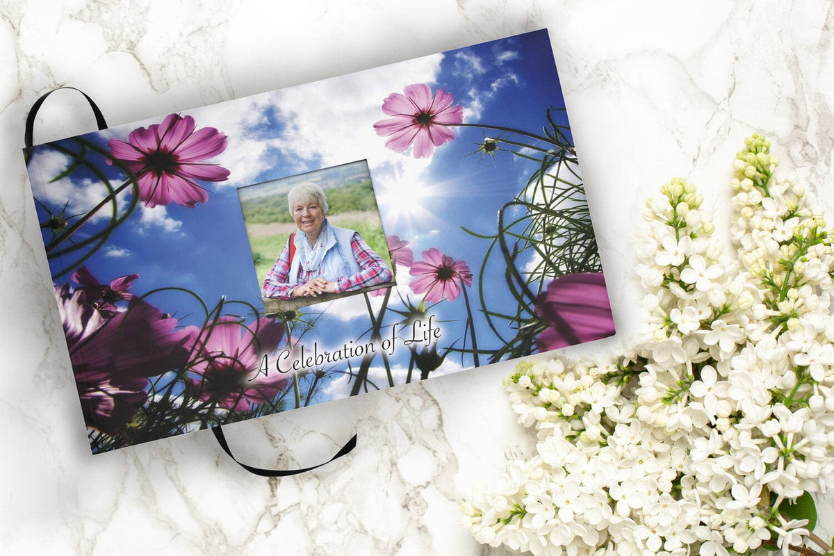 Commemorative Cremation Urns Morning Glories Matching Themed 'Celebration of Life' Guest Book for Funeral or Memorial Service