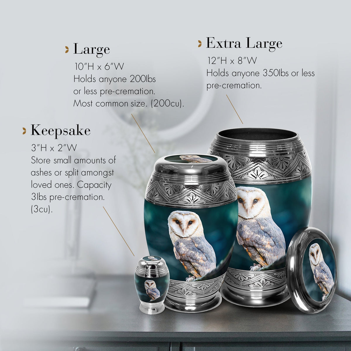 Commemorative Cremation Urns Observing Owl Cremation Urn