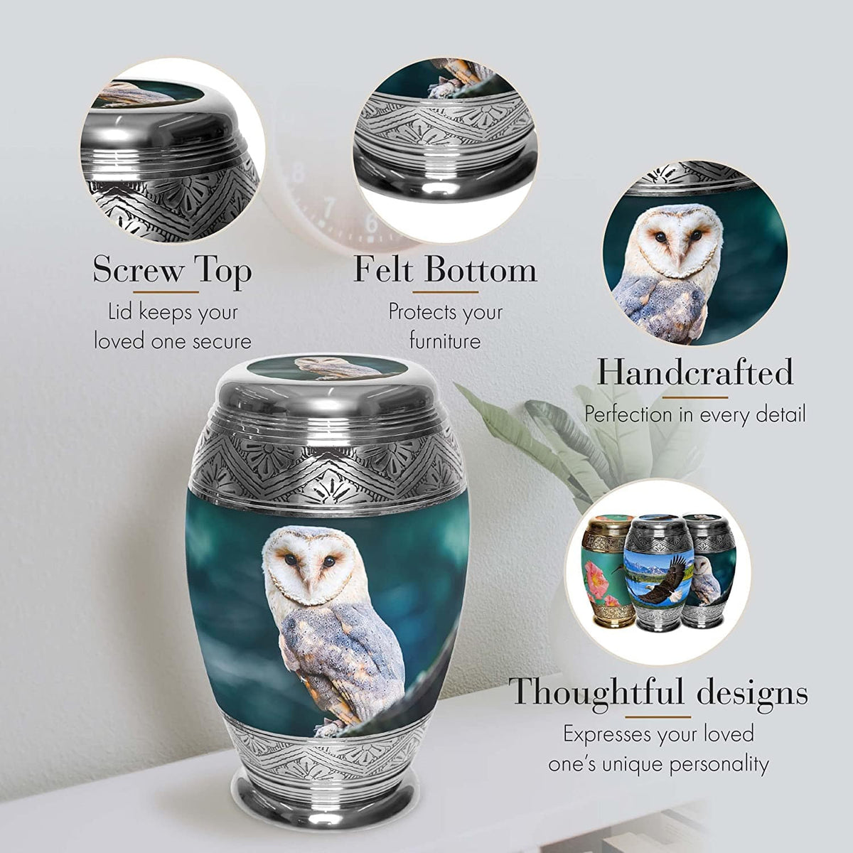 Commemorative Cremation Urns Observing Owl Cremation Urn